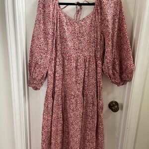 Universal Thread Long Sleeve Floral Dress - Pink and Red